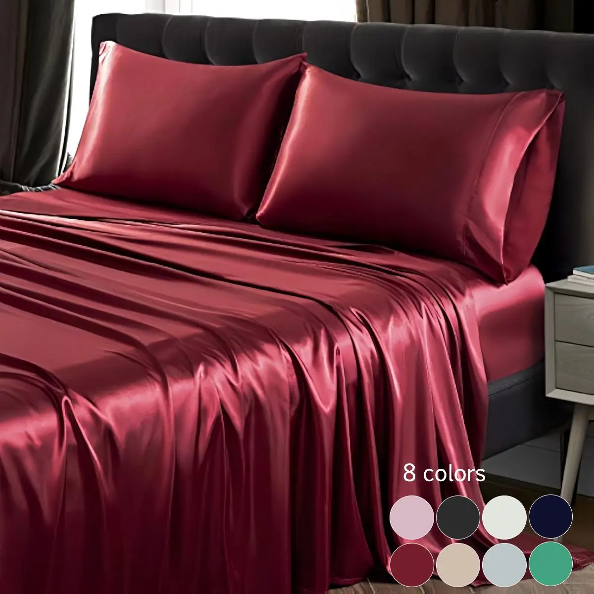 Solid Color Satin Bedding Set, 3pcs/4pcs Set (1 Flat Sheet, 1 Fitted Sheet and 1 or 2 Pillowcases, No Filler Included), Soft Satin Mattress Protector, Silky Cooling Bedsheets, Room Accessories
