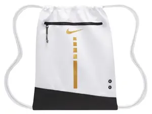NIKE Hoops Elite Drawstring Bag (WHITE/BLACK/METALLIC GOLD)