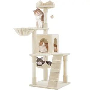 Costoffs 53.6-Inch Multi-Level Cat Tree with Hammock, Condo, Basket Perch, and Scratching Post