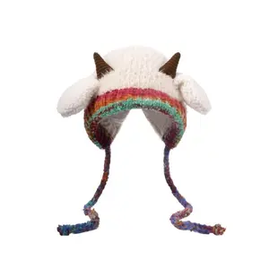 Original design Halloween/Christmas funny lamb hat Knitted ear protection windproof warm hat can be worn by both adults and children, regardless of the size of the head circumference.