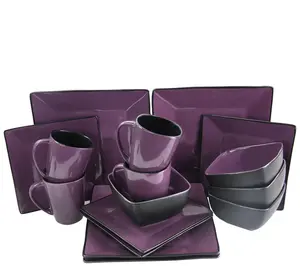 Elama Mulberry Loft 16-Piece Modern Dinnerware Set
