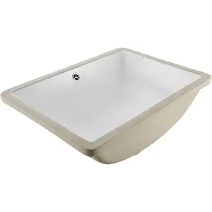 VEVOR Undermount Bathroom Sink, 20.28x 15.16 Inch Rectangular White Ceramic Vessel Sink with Overflow Hole, Under Counter Drop in Modern Lavatory Vanity Bath Wash Bowl Basin, Rectangle Small SpaceVEVOR Super Brand Day