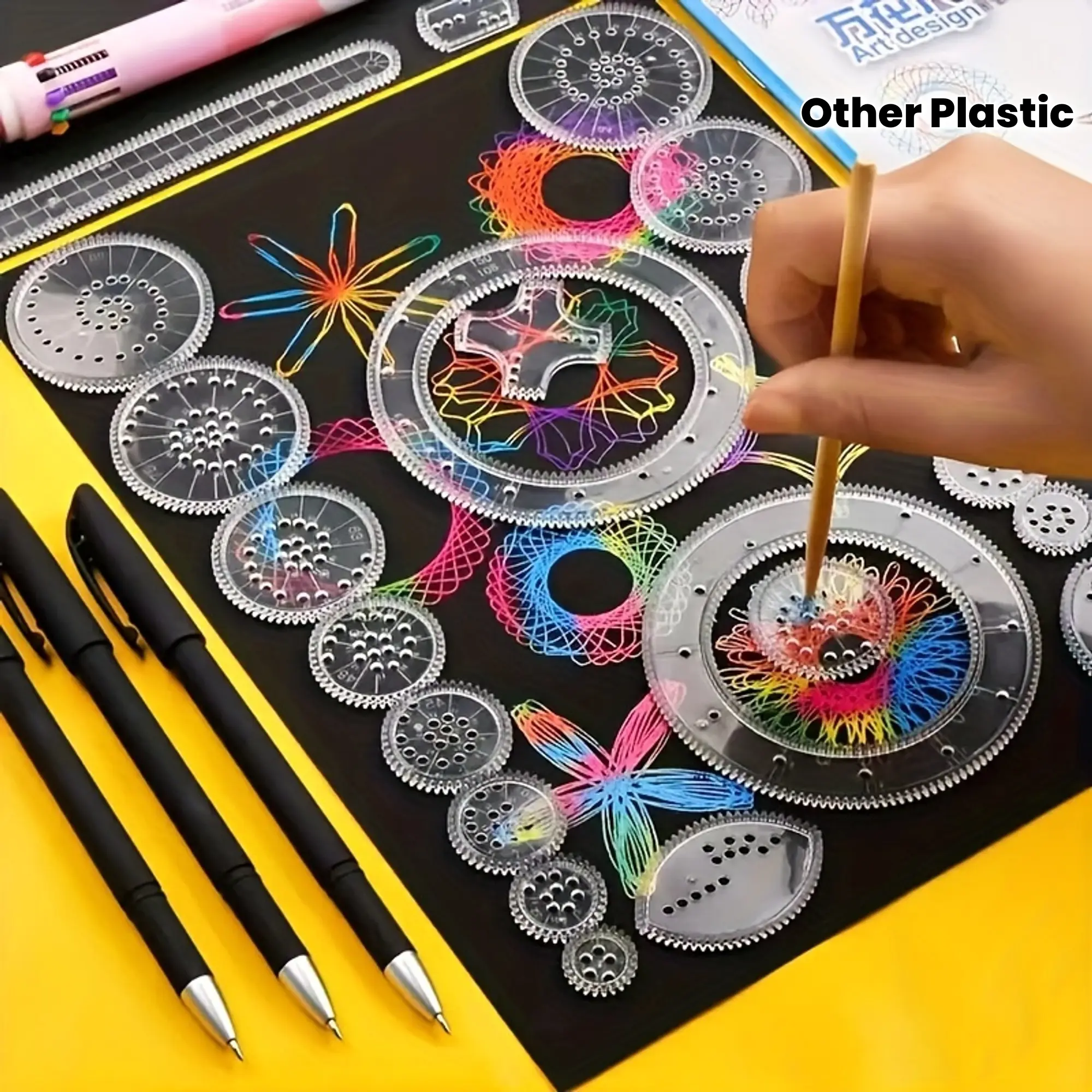 23-Piece Rainbow Scratch Art Notebook Set 🎨✏️ - Includes 22 Spiral Geometric Stencils + 1 Drawing Plastic Stencil & Ruler, Black Friday Deal: Ideal for Kids’ Creative Art & Craft Art Supplies