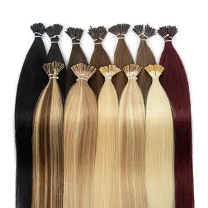 Keratin Capsule I Tip Human Hair Extensions Natural Straight Machine Remy Hair Invisible I Tip Hair 50pcs 30g/pack Micro Beads Hair For Women