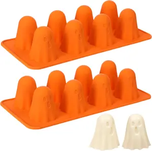 LemonRoad 2 Pcs Ghost Silicone Mold 3D Ghost Chocolate Candy Halloween Silicone Molds for Jelly, Chocolate, Gummy Candy