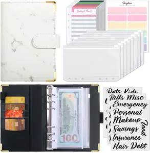 Budget Binder, Money Saving Binder with Zipper Envelopes, Cash Envelopes and Expense Budget Sheets for Budgeting (White/Black)