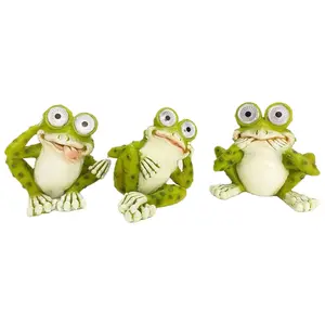 Santa's Workshop 5.5" Solar Resin Frogs, set of3