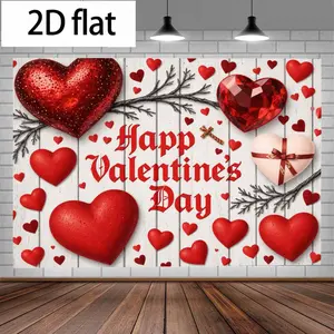 2D flat banner 1pcsAvezano Valentine's Day Red Rose Backdrop White Brick Wall Backdrop for Hen Party Birthday Wedding Party Photo Booth Decoration  PuntOutdoor Door Portrait Photography Studio Professional Photographer Video Backdrops