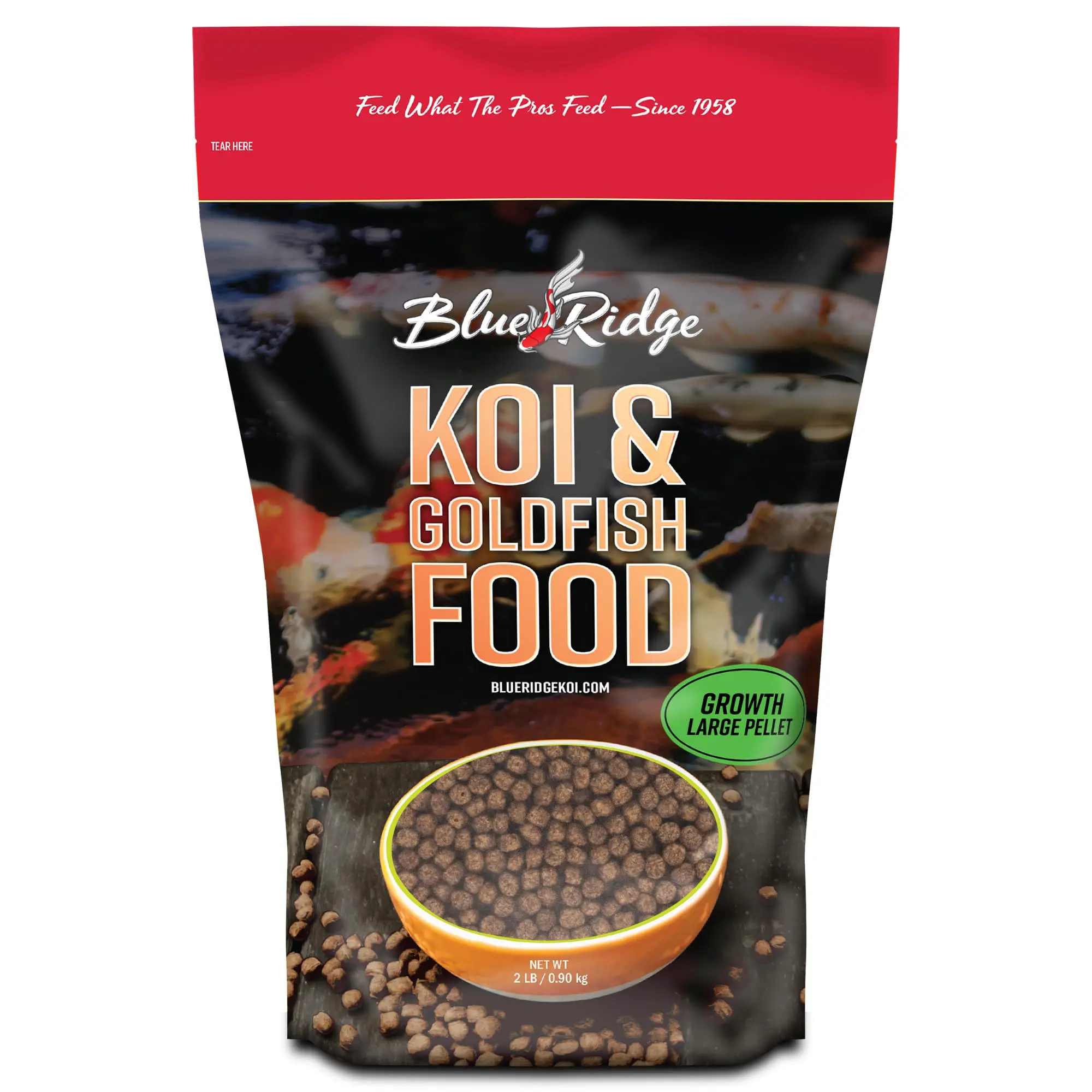 Blue Ridge Koi Fish Food - Koi Food Large 3/16" Growth Formula, Goldfish Food, Premium Fish Food for Ponds, Ponds Fish Food, Floating Pond Pellets
