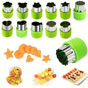 12pc Stainless Steel Vegetable & Fruit Pasta Mold Set, Food Grade Cookie Cutter Press Astry Embosser, Kids Baking Accessories, Bakeware