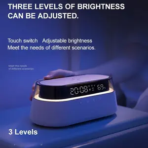 6-in-1 Smart Speaker Alarm Clock 15W Wireless Charger Bluetooth Music Player with Snooze Function