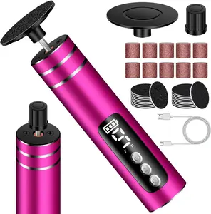Professional Electric Foot File Scrubber with 40 Replacement Discs - Premium Aluminum Body Callus Remover for Dry Feet, 2000mAh Fast Charge & 9-Speed Digital Control Pedicure Care System Nail Care