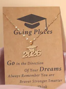 Stainless Steel Mortarboard Pendant Necklace for Women, Features Number 2026 Design, Ideal Gift for Special Occasions & Commemorative Events, Anniversary Necklace, Gift Jewelry