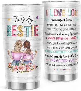 To My Bestie Tumbler 20 OZ, Friendship Gifts for Women Friends, Birthday, Christmas Gift Ideas for Best Friend, Bestie, BFF - Presents for Female Unique - 20 Oz Stainless Steel Coffee Tumbler