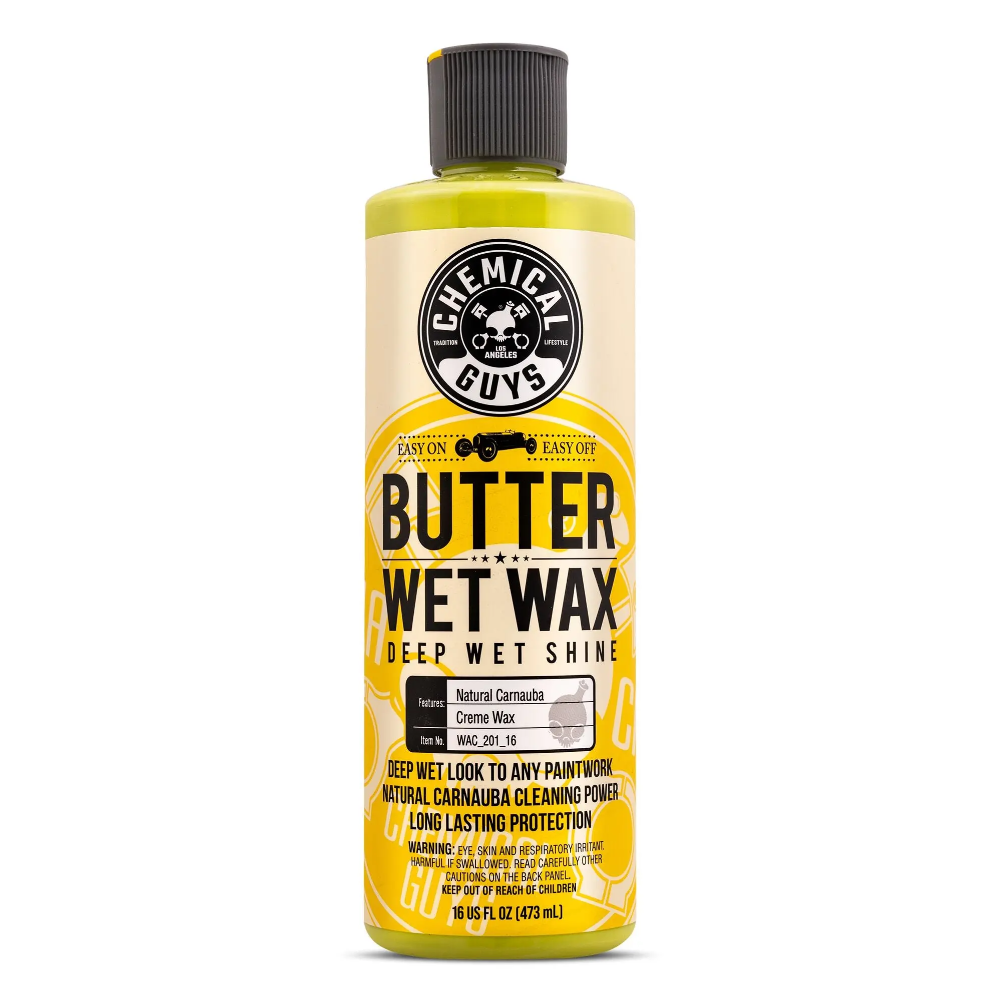 Chemical Guys Butter Wet Wax - Carnauba-Infused Liquid Car Detailing Wax, Easy-Apply Formula, Hydrophobic Properties, UV Blockers, Deep Gloss, Water Beading Effect, Warm Wet Finish for Paint, Chrome, Glass