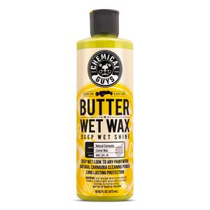 Chemical Guys Butter Wet Wax - Carnauba-Infused Liquid Car Detailing Wax, Easy-Apply Formula, Hydrophobic Properties, UV Blockers, Deep Gloss, Water Beading Effect, Warm Wet Finish for Paint, Chrome, Glass
