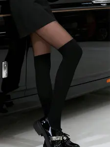 Women's Sexy Transparent Over-The-Knee Tight Fitting Pantyhose, High Waist Sheer Heart Pattern, Casual Style Womenswear