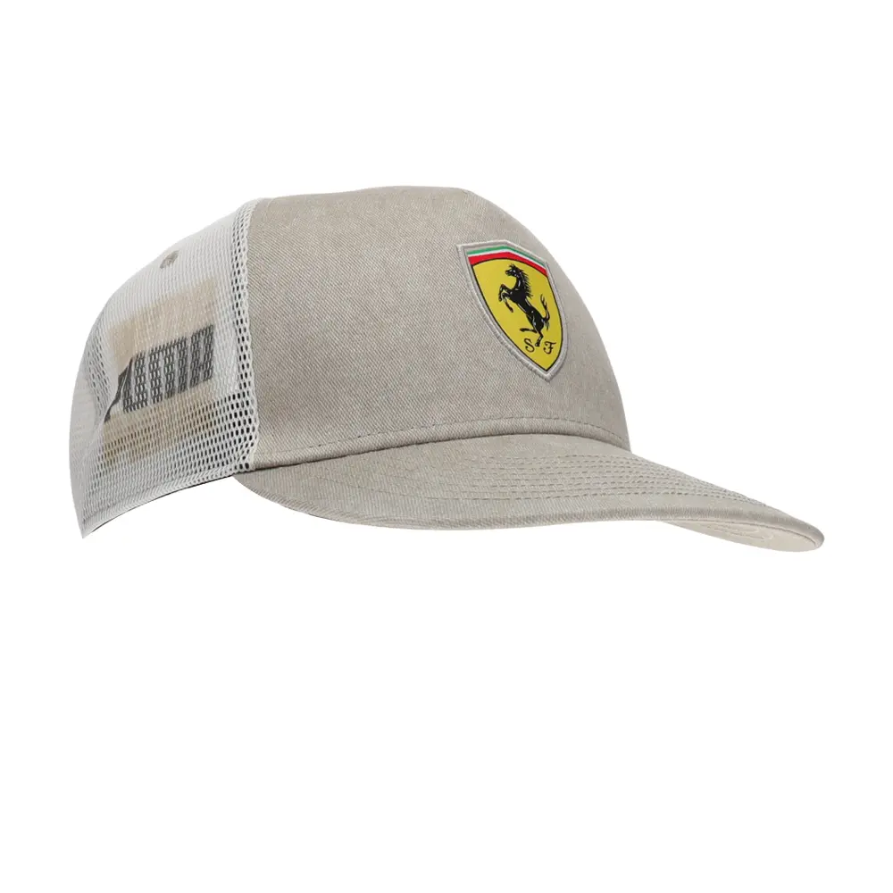 PUMA Mens Scuderia Ferrari Race Desert Sun Trucker Cap Casual - Beige