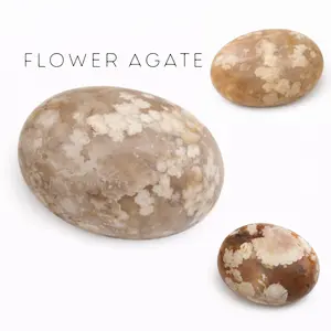 Flower Agate Palm Stone - Natural Flower Agate - Polished Flower Agate Palm