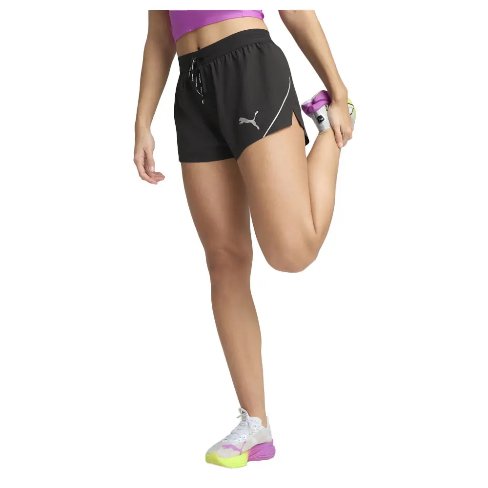 PUMA Womens Raceday Ultraweave 3 Inch Split Shorts Casual Bottoms Casual - Black