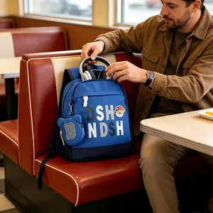 Casual Backpack with Detachable D-Shaped Pouch - Versatile for Travel, Gym & Everyday Use