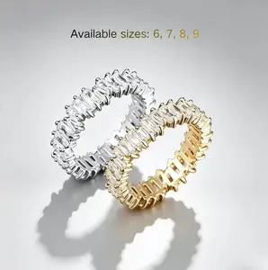 2-Tone Gold & Silver Zircon Ring, Irregular Staggered Rhinestone Band, Skin-Friendly Hypoallergenic Unisex Luxury Jewelry, Elegant Wedding & Anniversary Gift