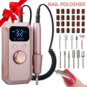 Wireless Electric Nail Drill, Professional Manicure Tool, Nail Care Tool, Multiple Grinding Heads, LED Display, 32-Speed Settings, Portable and Durable, Nail Supplies Equipment