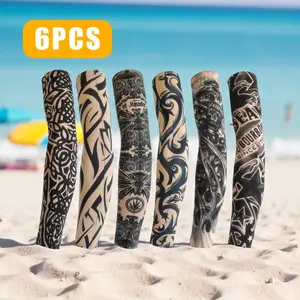 Extended Version Tattoo Sleeves Cover for Biker - 6PCS, Cycling & Sunscreen Sleeves - Unisex, Stretchable & Cosplay Accessories