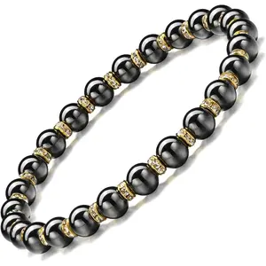 Women's  Bracelet,Hematite Bracelets, Bracelets With Zirconia, Stretch Bracelet, static electricity.