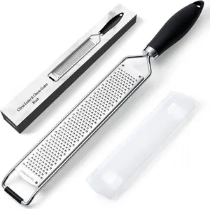Upgraded Citrus Lemon Zester Grater, Easy Clean Dishwasher Safe, for Ginger Garlic Parmesan Cheese, 304 Stainless Steel Blade, Protect Cover, Baking Supplies