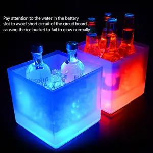 6 Colour LED Lights Ice Bucket Champagne Wine Drinks Beer Ice Cooler Bar Party 3.5 Liters -
