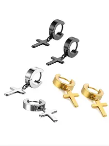 Elegant Cross Stainless Steel Earrings, Cross Dangle Earring, Fashionable Casual Jewelry, Versatile Design, All Seasons Accessory, Unique Gift Idea, High Quality Earrings