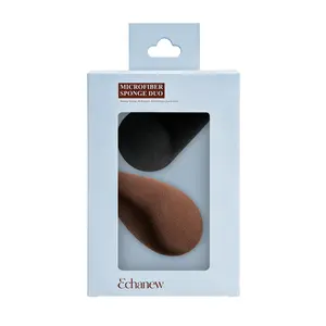 Echanew 2Pcs Microfiber Makeup Sponge Duo - Velvet Soft Beauty Blender for Seamless Powder & Liquid Application - Latex-Free & Non-Absorbent