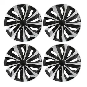 NKDR 16-Inch Black and Silver Wheel Hub Caps Set of 4, Steel Rim-Only Wheel Covers, Car Accessories, Auto Replacement Parts