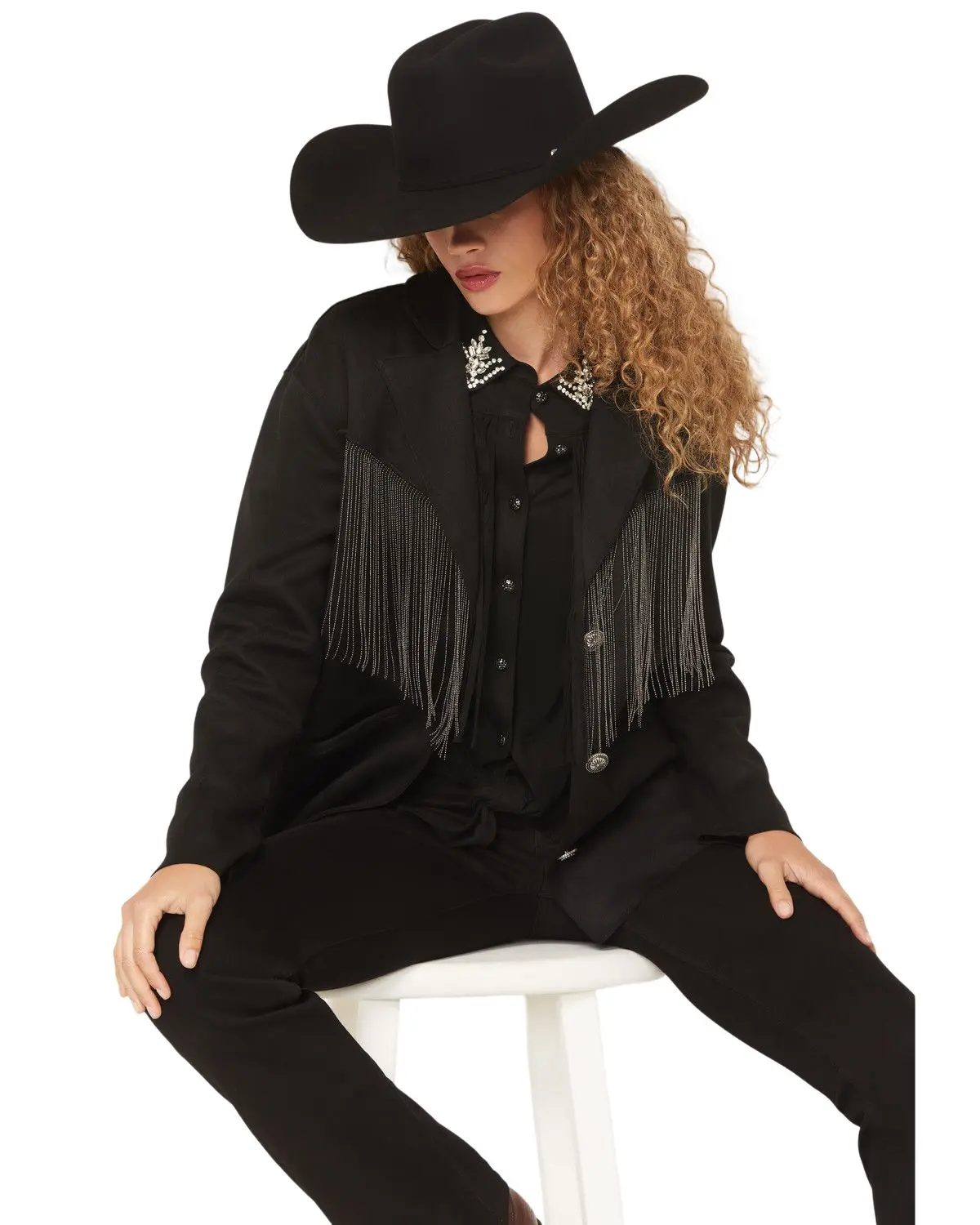 Idyllwind Women's Women'S Colton Faux Suede Fringe Blazer - Iwho25w17-Blk