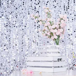 8ftx8ft Silver Big Payette Sequin Event Curtain Drapes, Backdrop Event Panel