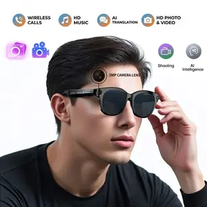 AI Smart Glasses with 2 Lenses , 2 Million Pixels Camera ,  Hands-free Anti-Shake Video Recording ,Bluetooth Calling , Ai Real-Time Translate , Magnetic Charging ,39 G Lightweight,  2 Lenses Total (Transparent Lenses +White Lenses)