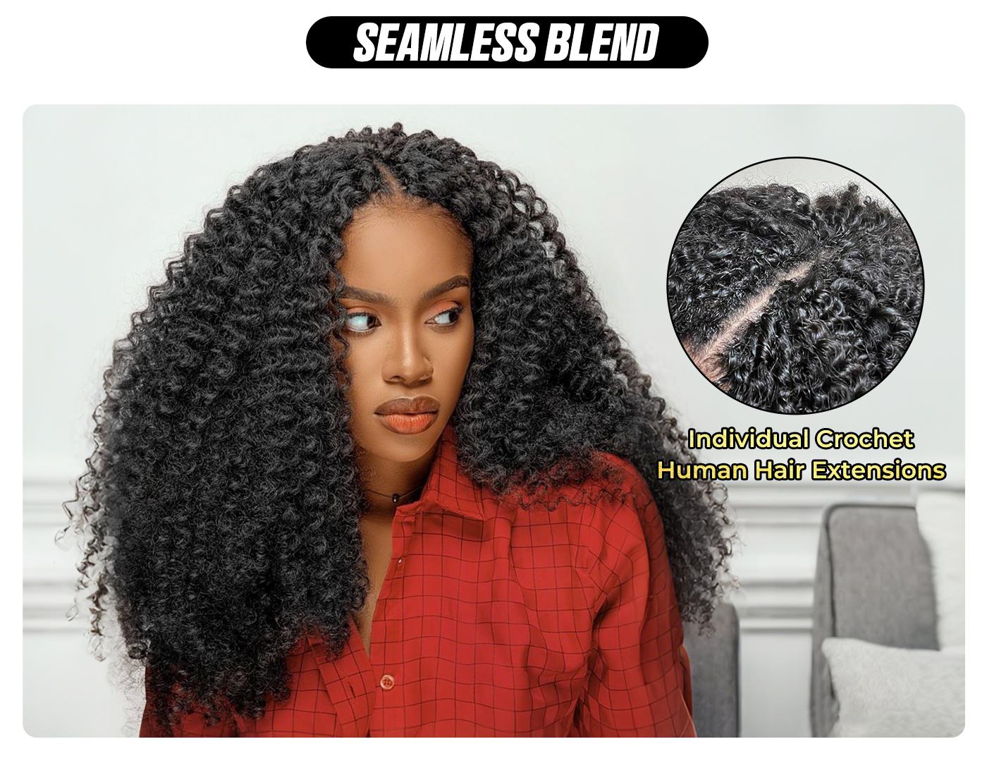 OQ HAIR #4 Chocolate Brown Feather Crochet Human Hair Burmese Curly Machine Made Crochet Weave Hair Extensions for Volume and Length #SohoChic #TikTokShopBackToSchool