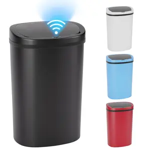 13 Gallon Trash Can Kitchen Trash Bin Automatic Garbage Can Plastic Trash Bin with Lid Touch Free High-Capacity Motion Sensor for Kitchen Bedroom Bathroom Office