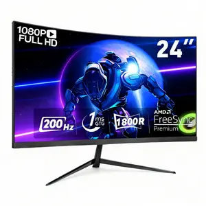 24" Curved 200Hz Gaming Monitor 1080P 1ms, Ultra-Slim, Speakers, Low Latency Eye Protection, VESA, Great for Pro Esports & High FPS Competitive Gaming