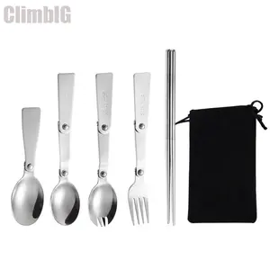 5-Piece Portable Folding Spoon Set, Mini Foldable Cutlery, Camping Essentials, Outdoor Gear for Picnic Hiking Travel, Compact Travel Utensils, Multifunctional Kitchen Accessories & Camping Must Haves