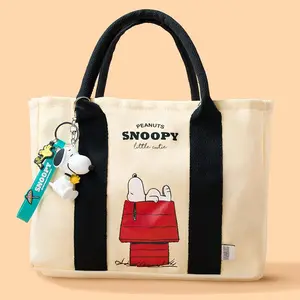 Snoopy Summer Travel Tote Bag Collection Keychain,Cute Cartoon Handbag,Cute Cartoon Pendant Bag Charm,Suitable for Children Fans, Lightweight & Stylish Daily Carryall,Beige Cute Little-Capacity Shoulder Bag, Commuting Student Bag