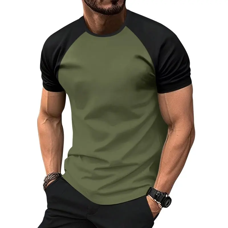 Men’s street-style graphic T-shirt featuring a distinctive raglan sleeve design and a slim fit, short sleeves—ideal for summer travel and outdoor sports; fashionable menswear., Streetwear, Eagle, Shortsleeve, Casual Ootd