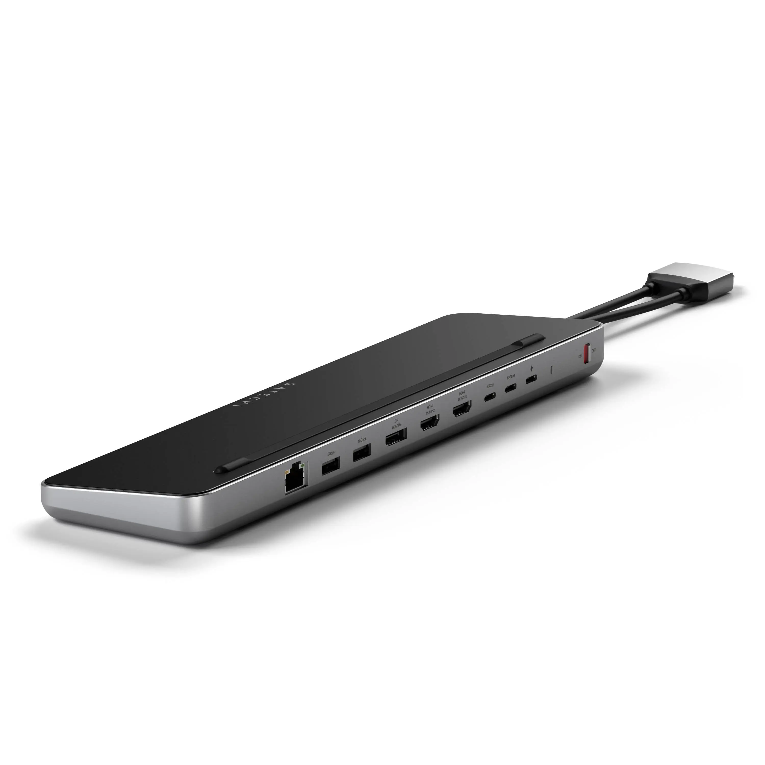 Satechi Dual USB C Docking Station and Stand with Dual 4K HDMI, Display Port, 75W USB-C PD Charging, 2 USBC Data, 2 USB-A, Ethernet, SATA and NVMe SSD Enclosure, for MacBook and Windows