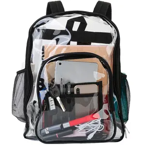Clear Backpack 5.3Gal Heavy Duty Transparent PVC Waterproof with Reinforced Strap