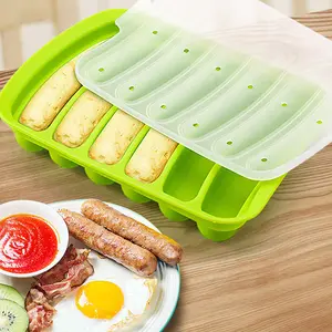 A sausage making mold, six silicone ham and hot dog making molds with lids, kitchen and household sausage cake baking tool molds with lids