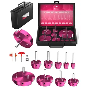 9 Pcs PVC Pipe Reamer Kit, Tool Box Set for PVC Pipe Fitting Saver, Lawn Sweeper Tool Repair Kit Misurel Pipe Threading Kit Home Maintenance Kit Hardware Kit