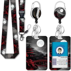 BY-B70  Cute Teacher Lanyards for Id Badges and Keys, Retractable ID Badge Holder with Detachable Lanyard, Fashionable Badge Reel Heavy Duty with Carabiner Clip, Nurse Teacher Office Gifts