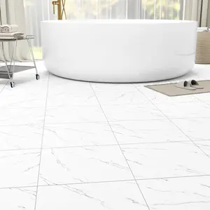 40-Pack 12x12 Inch Peel & Stick Self Adhesive Vinyl Floor Tiles Waterproof DIY Flooring Planks for Bathroom Kitchen Living Room RV, Covers 40 Sq.Ft, White Vein Marble