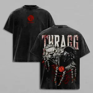 Menswear Distressed Washed Round Neck Short-Sleeve Thragg T-Shirt - Invincible Comics Festive Tee